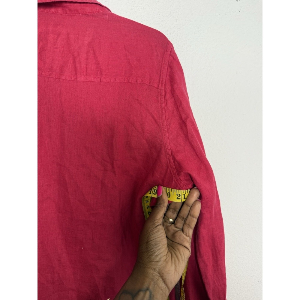 Lilly Pulitzer Sea View Cherry Red Linen Top Size M Coastal Vacation Lagenlook - Picture 7 of 8